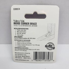 ACE Inside Corner Brace Bright Brass 4 Pack  3/4" x 1/2"    #5289574