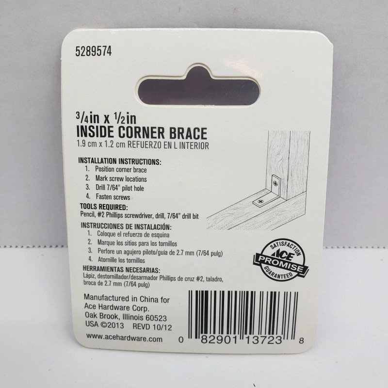 ACE Inside Corner Brace Bright Brass 4 Pack 3/4" x