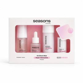 Seasons Love Your Skin - Kit Efecto Mate Nopal + Niacinamida 4 Piezas | Rutina Facial Antibrillo para Piel Grasa: Limpiador, Suero, Gel Hidratante y Protector Solar Stick