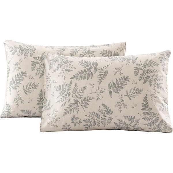 ECOCOTT 2 Pack Pillowcase Standard Size - Green Botanical Plant