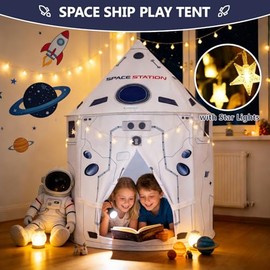 Kids Play Tent Rocket Ship Play Tent for Kids Pop-Up Space Ship Tent Soft Breathable Fabric Spaceship Toddler Tent Kids Indoor Tent for Childrens Ages 3-8