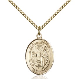 Bonyak Jewelry Saint Medal Collection Gold Filled St. James The Greater Pendant 3/4 x 1/2 inches with Gold Filled Lite Curb Chain