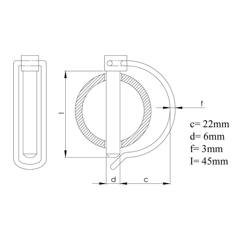 Design61 2x Folding Pipe Pin 6 x 45 mm Galvanised