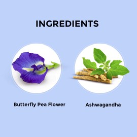 BLUE TEA - Butterfly Pea Flower Ashwagandha Herbal Tea - 10 Pyramid Tea Bags | DETOX TEA | Ayurvedic Blend - Caffeine Free - Flower Based - Vegan - Non-GMO- No Additives | Ziplock Pack