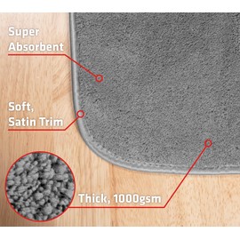 VIKING Microfiber Towel, Car Drying Towel, Premium, Soft and Super Absorbent, Thick 1000gsm Towel for Car Detailing Kit, Grey, 24 Inch x 24 Inch, 1 Pack