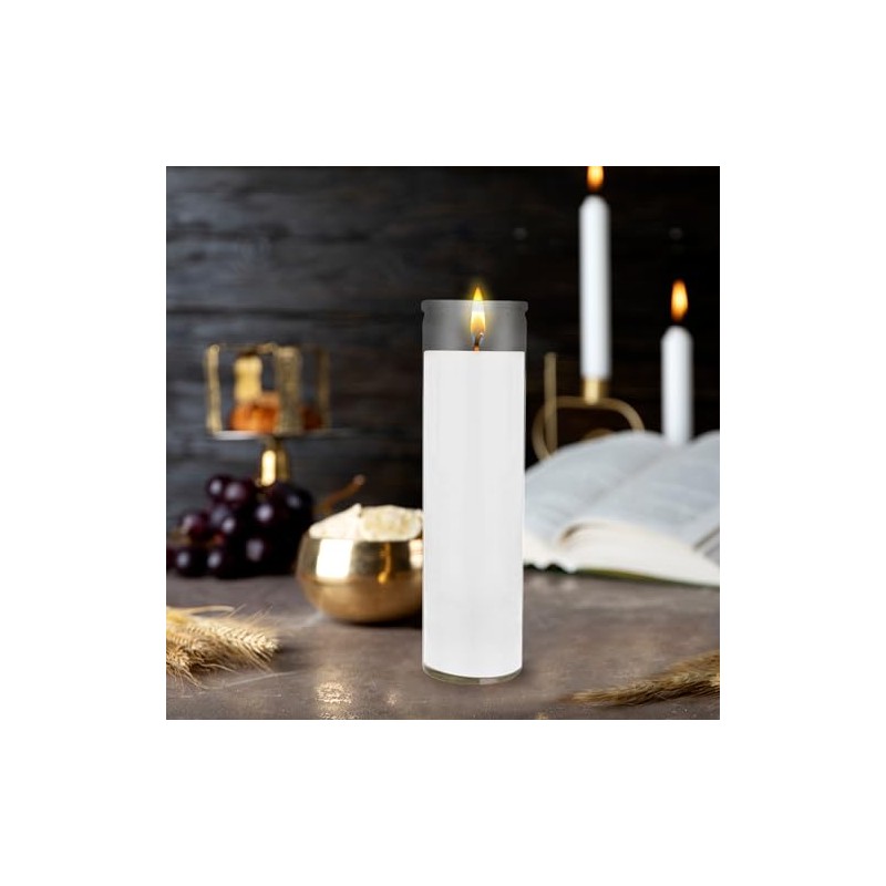 Mega Candles 1 pc Unscented White 7 Day Glass Container