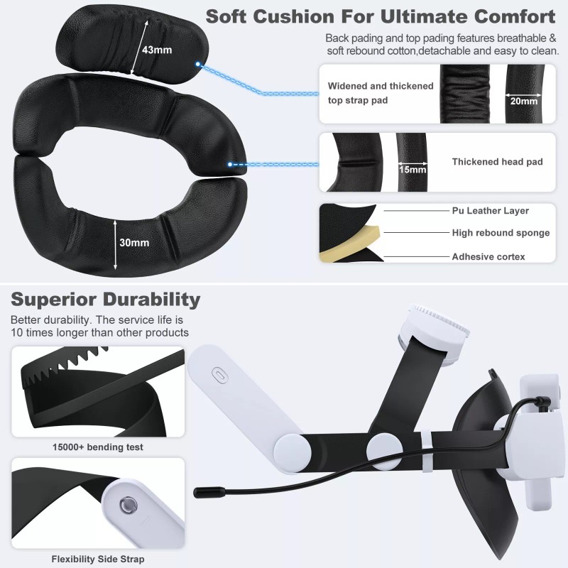 BEBONCOOL For Meta Oculus Quest 3/3s/2 VR Headset Elite Head