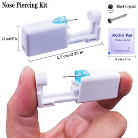 SLVIEKAE Nose Piercing Kit, Self Nose Piercing Gun Nose Piercing Kit Tool Disposable Piercing Kit (Black)