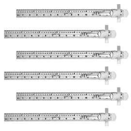 6 Pcs Pocket Ruler with Detachable Clips Stainless Steel Metal 6 inch Ruler, Slide Scale Dual Measurement Precision Rulers for School Office Engineering