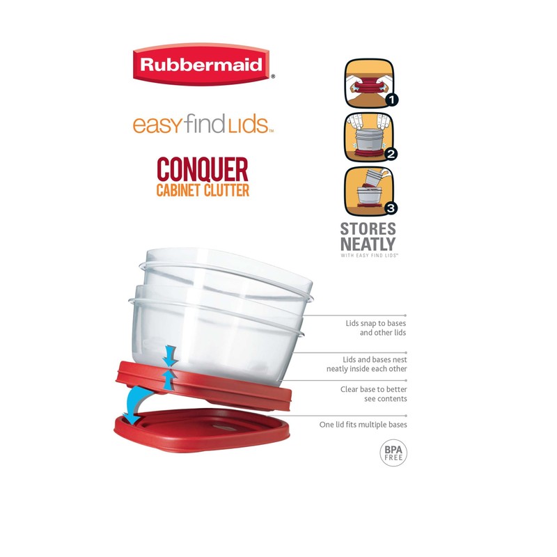 Rubbermaid Easy Find Lids Food Storage Container, 5 Cup, Racer