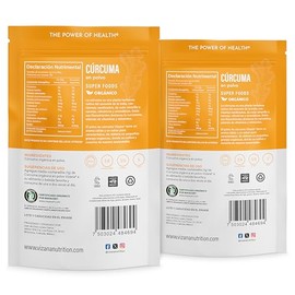 VIZANA NUTRITION | Cúrcuma Orgánica Certificada USDA en Polvo 200g por pack (Pack -2 Bolsas de 100g)