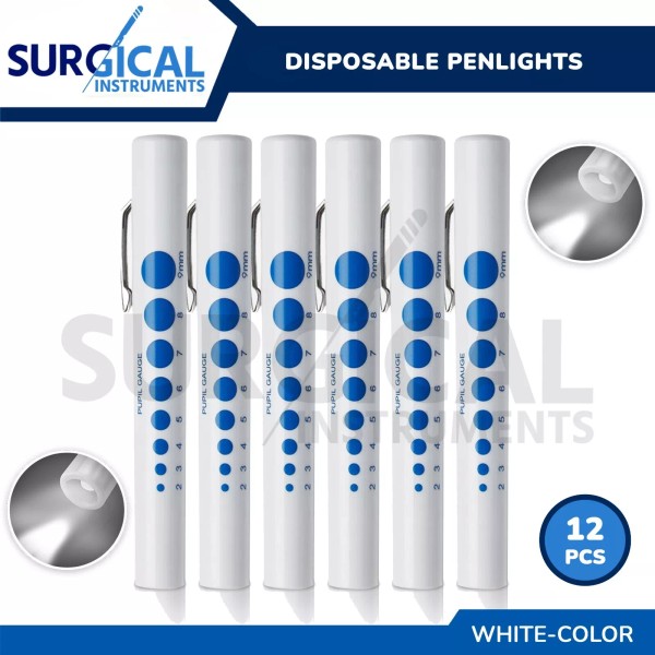 Surginstruments 12 Pcs Disposable Penlights Diagnostic ENT, EMT Emergency Medical