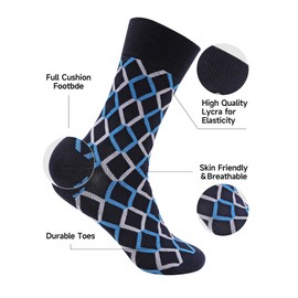 Forony Mens Dress Socks Lightwight Combed Cotton Anti Odor Size 8-13 Navy Blue for Business Wedding Casual