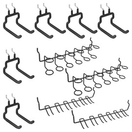 LIGHT DUST Utility Heavy Duty Pegboard Hooks - 10Pack Peg Board Accessories for Hanging Tools Fit 1/4" Peg Holes - Pegboard Organizer Large Tool Holders for Garage Workshop Shed