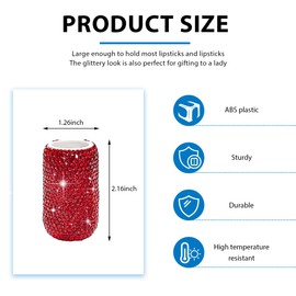 DXNQ Upright Car Chapstick Holder, Bling Strong Adhesive Upright Lipstick Organizer Vehicle Lip Balm Holder, Sparkling Rhinestone Auto Interior Insulating Lip Balm Mount for Women (Red)