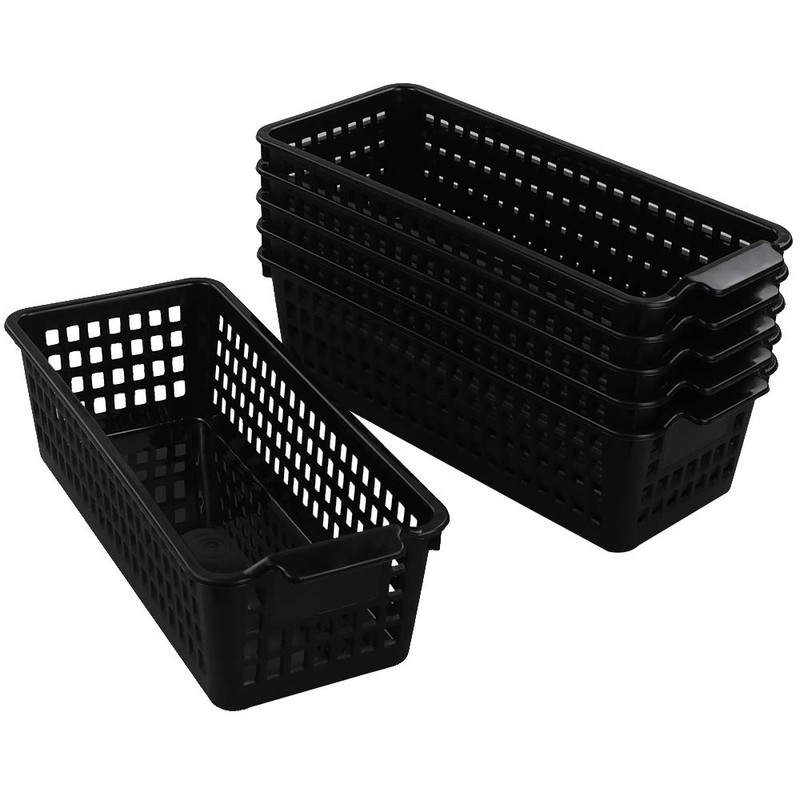 Begale Black Small Plastic Storage Baskets, 11.6"L x 5"W x