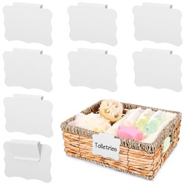 YBEATY 8PCS White Basket Labels Set Basket Labels Clip on 3.5x2.7 Inches Kitchen Clip Label Holder Clips On PVC Label Removable Holders Removable Pantry Baskets Labelsfor Pantry Storage Bins Box