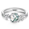 Cujiesp Moss Agate Ring 925 Sterling Silver Moss Agate Jewelry