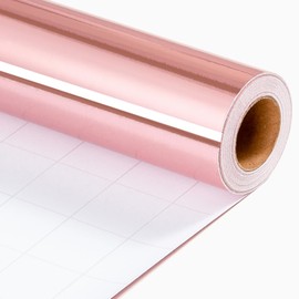 Merture Pink Wrapping Paper Roll - 17 In X 32.8 Ft(46.5 sq.ft.) Metallic Pink Solid Color Gift Wrap with Grid Cutting Lines for Valentines Day, Mothers Day, Wedding, Baby Shower, Birthday, Christmas
