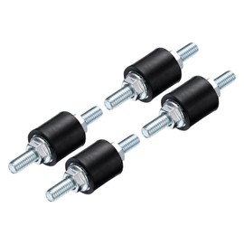 uxcell 4pcs M5x15mm Rubber Isolator Mounts with Studs 15x15mm Male Vibration Shock Absorber Zinc Plated Cylindrical Thread Mounts Anti Vibration Isolators with 8pcs M5 Lock Nuts