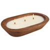 Citronella Scented 3-Wick Candle (8oz) Oval Wood Bowl Candle, Clean