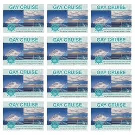 Crazy Novelty Guy (12-Pack) Bulk Prank Postcards - Gay Cruise Booking Confirmation - Pranks Practical Jokes Gags Revenge Hate Mail - Send Them To Your Victim Yourself