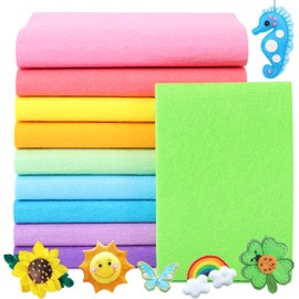 LOTOFUN Stiff Felt Sheets Bundle: 10Pcs 8x35Inch Assorted Color Felt Fabric Sheet for Kids Crafts Squares Nonwoven Patchwork DIY Sewing