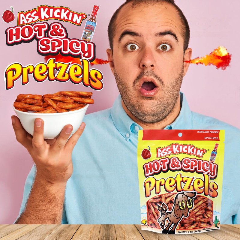 ASS KICKIN' Spicy Pickle Pretzels, Seasoned Pretzel Twists, 5 oz