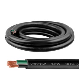 YDDECW 5ft 10/3 10 AWG SJTW 300V Wire (3 Conductor) - 10 Gauge SJTW Cable with UV-Resistant Jacket for Motor Leads, Battery Chargers and Machine - 3 Conductor - 5 Feet Electrical Wire