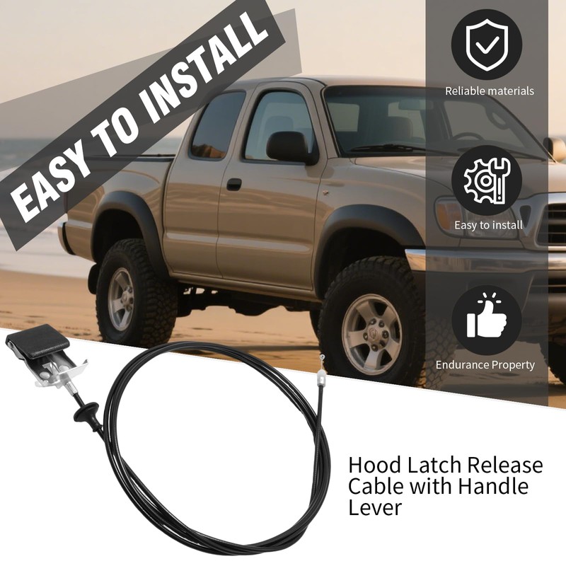 Zreneyfex 53630-04020 Hood Latch Release Cable with Handle Lever, Replacement