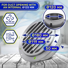 Stainless Steel Ø 180 mm Vent Cover with Protective Mesh for The Hood Duct - Warranty 10 Years - MONTERAL