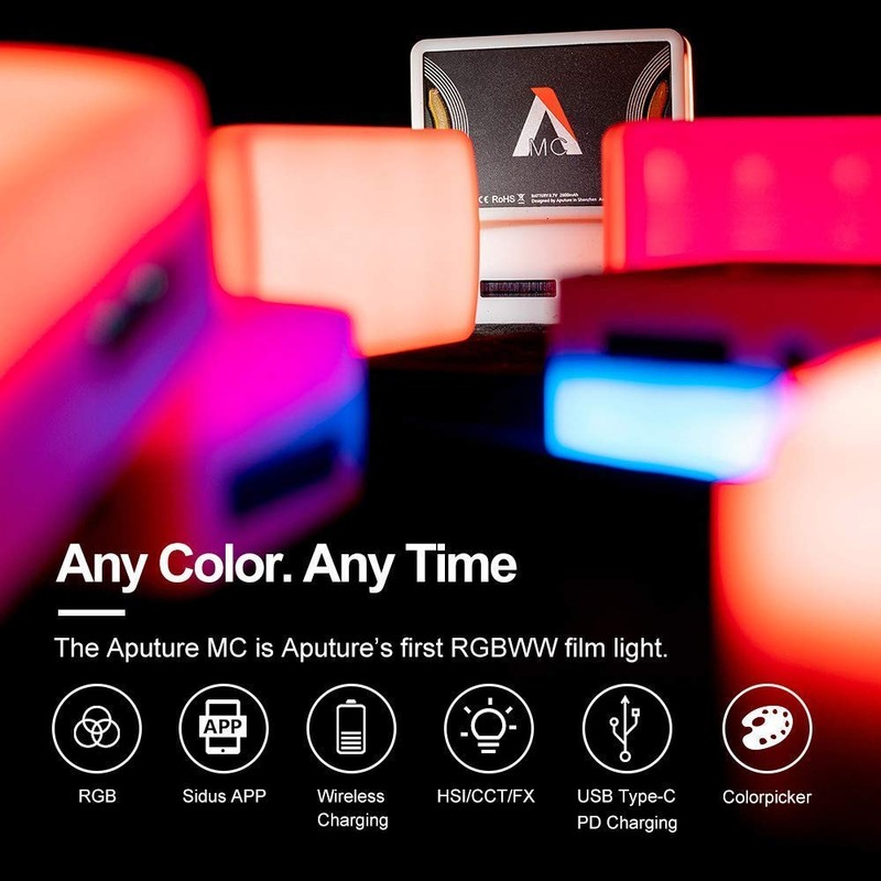 Aputure AL-MC RGBWW Camera Video Continuous Lighting Dimmable 3200K-6500K LED