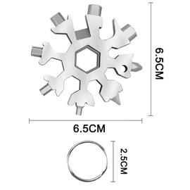 18-in-1 Snowflake Multi-tool, Stainless Steel Multifunctional Bicycle Tool, Card Keychain, Bottle Opener, Ring Spanner, Snowflake Keychain