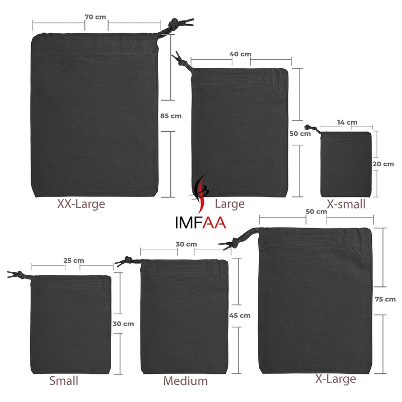 IMFAA Large(40x50) Drawstring Laundry Sack, Stocking, Storage, Muslin 100% Cotton