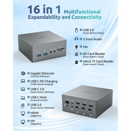 Docking Station, QIYO USB C Docking Station Dual Monitor for USB C Laptops and Other Type C Devices (4K HDMI, 2 DPS, 100W PD, 6 USB Ports)