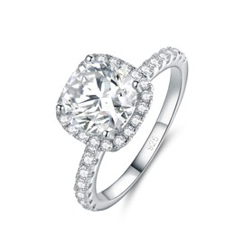 MOFEIJEWEL 925 Sterling Silver Wedding Rings for Women Engagement AAA Cz 1.6ct Round White Size 11