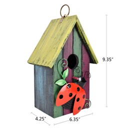 Morning View Bird Houses for Outside Decorative Nest Box Wooden Birdhouse Hanging Spring for Yard Garden Patio Outdoor Small Birds Bluebird Finch Cardinals Wren 9.35 Inch Tall (Red)
