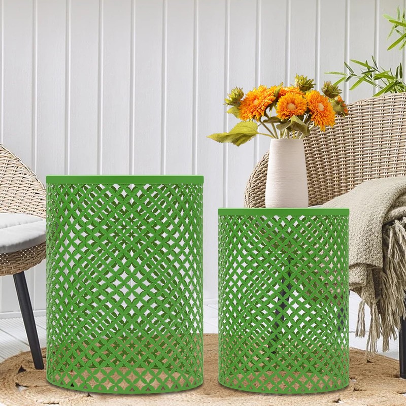 Side Table Set of 2, Iron Side Table 14.6x19.3In &