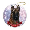Holiday Pet Belgian Malinois Mahogany Reindeer Dog Porcelain Christmas Ornament