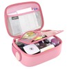 Large Makeup Bag with Compartments and Handle – Wide-Open Portable