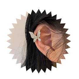 Yheakne Boho Cz Butterfly Earrings Gold Cz Butterfly Stud Earrings Crystal Butterfly Clip On Earrings Butterfly No Pierced Earrings Jewelry for Women (Right)