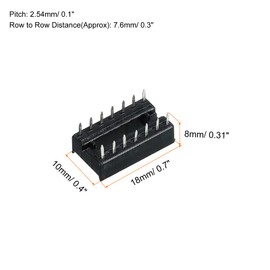 sourcing map DIP IC Chip Socket Adapter Flat Pin 14P 2.54mm Pitch IC Socket for PCB Board Chip 50 Pack