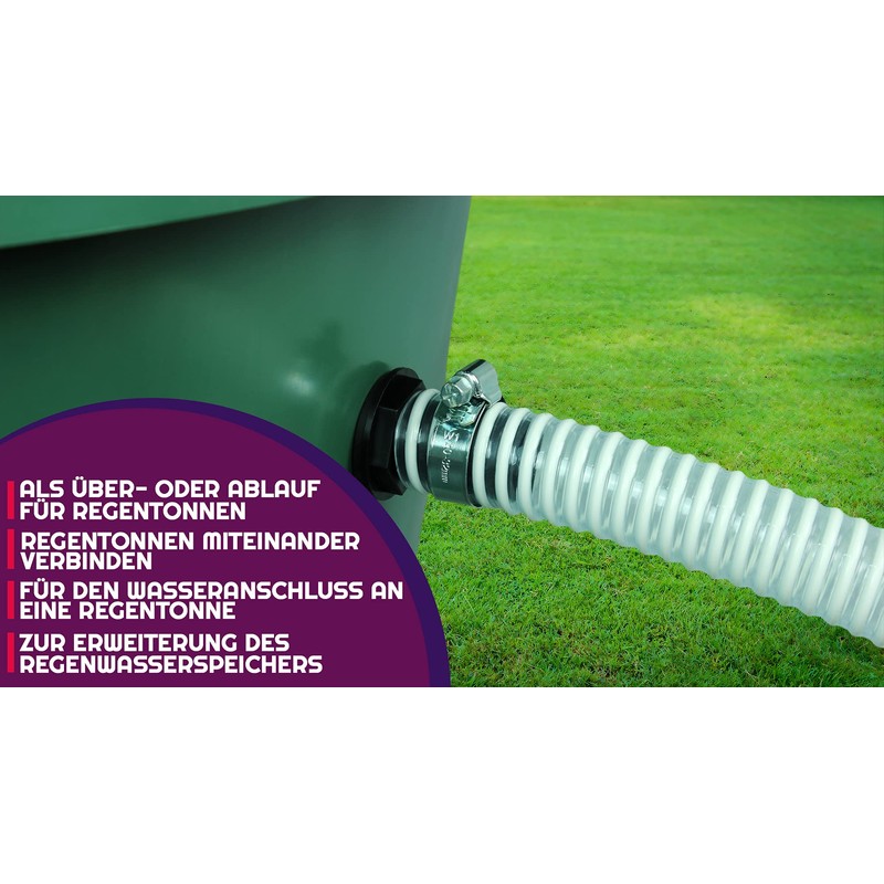 GASMIS Water butt connection 3/4 inch, rain barrel overflow -