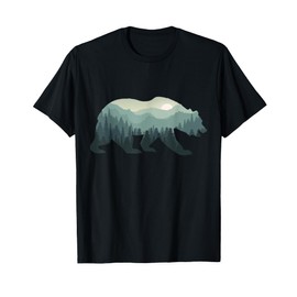 Misty Forest Bear Silhouette Wildlife Nature Lover T-Shirt
