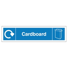 V Safety WRAP - Cardboard Recycling - Slim Landscape 250 x 60 mm - 2mm Rigid Plastic Safety Sign