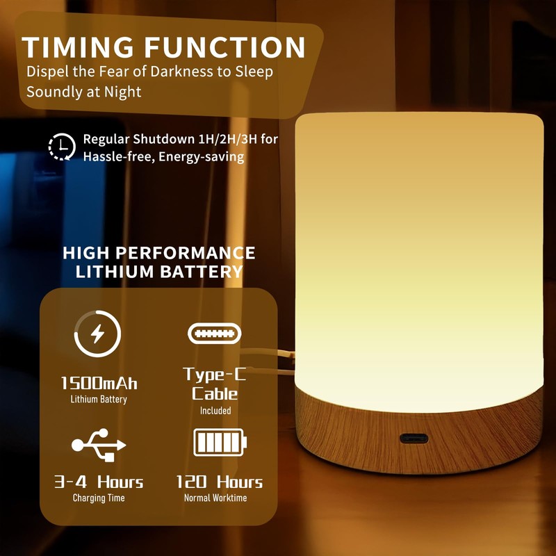 CNMTCCO LED Bedside Lamp 256 RGB Colours and 4 Lighting