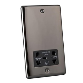 Caradok Shaver socket 115v/230v dual voltage Black Nickel, Black Insert