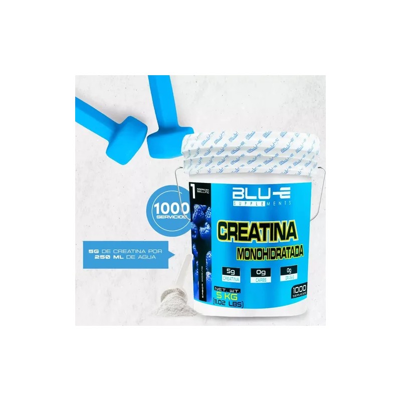 Creatina Monohidratada Blu-e 5kg Polvo Suplemento Fitness
