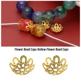 The Lord of the Tools 500PCS Flower Bead Caps 10mm Metal Hollow Spacer Bead Caps for Necklace Bracelet Earring DIY Jewelry Making Accessories Gold Tone
