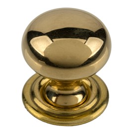 Extra Small Bulbous Cast Brass Drawer Knob with Backplate | Diameter: 5/8" | Handle for Antique Cabinet Door, Dresser Drawer, Desk, Jewelry Box | Furniture Reproduction Hardware | UA-912-PB